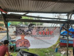 Satreskrim Polres Bangka Pasang Spanduk Himbauan Larangan Melakukan Aktivitas Penambangan Ilegal