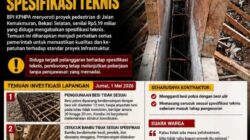 BPI KPNPA Soroti Proyek Pedestrian Rp5,19 M di Bekasi, Diduga Abaikan Spesifikasi Teknis
