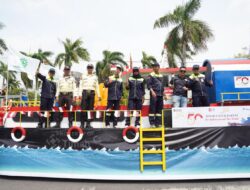 Pawai HUT ke-81 RI, PT TIMAH Tampilkan Miniatur KIP dan Tugboat Timah Garuda